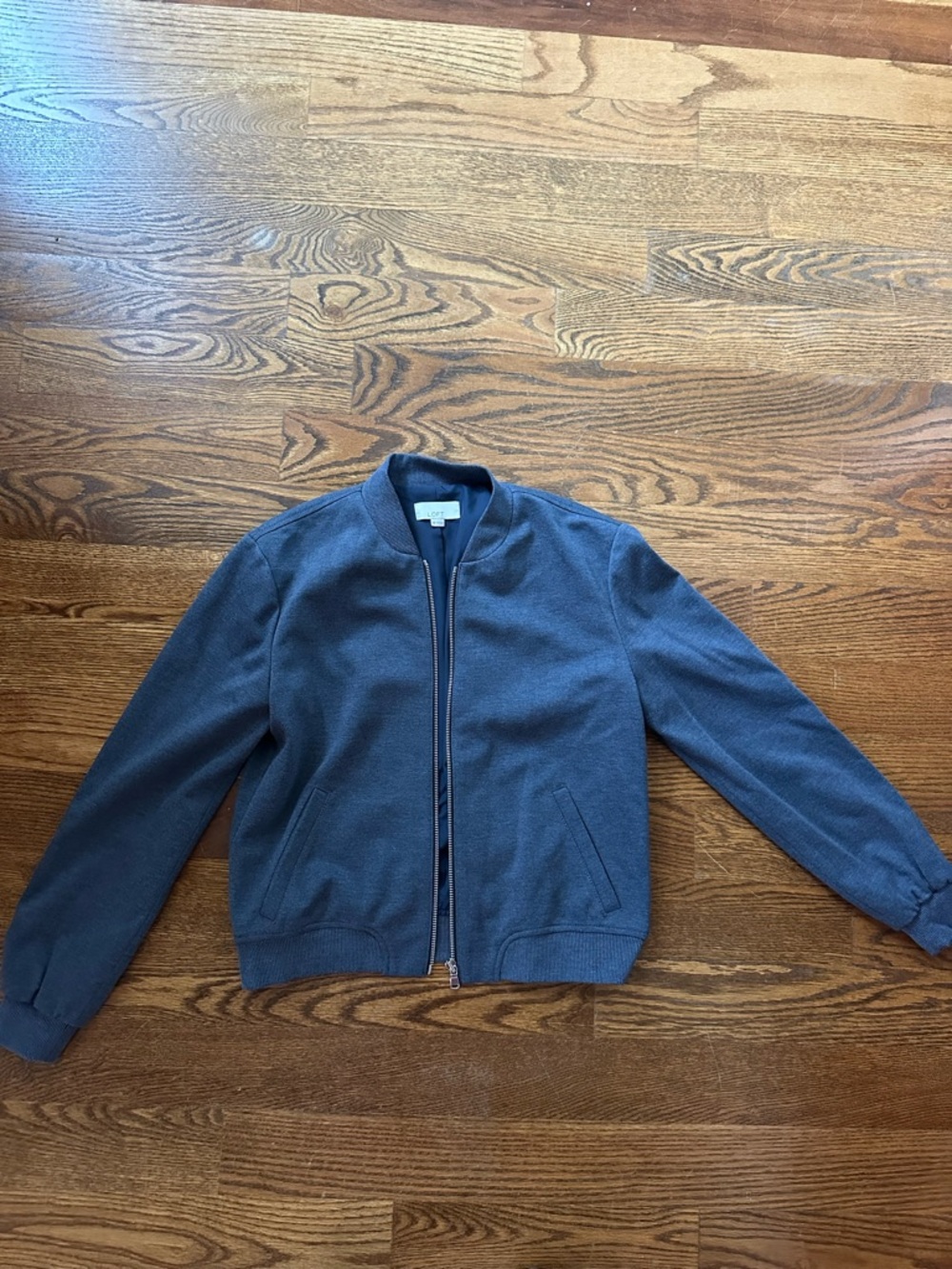 LOFT Navy Ribbed-Collar Bomber Jacket